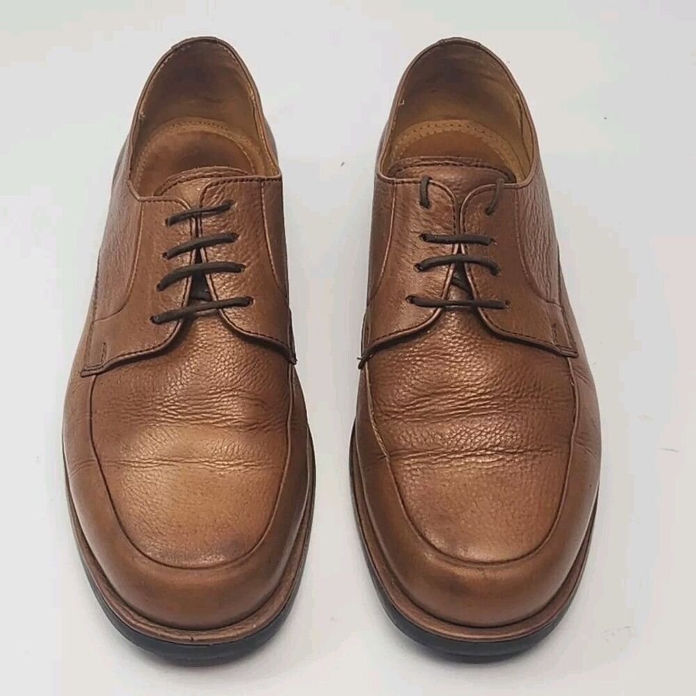 Carlo Morandi Leather Shoes Oxford Brown Men Sz 9.5 40 Anatomic Gel Non-Skid